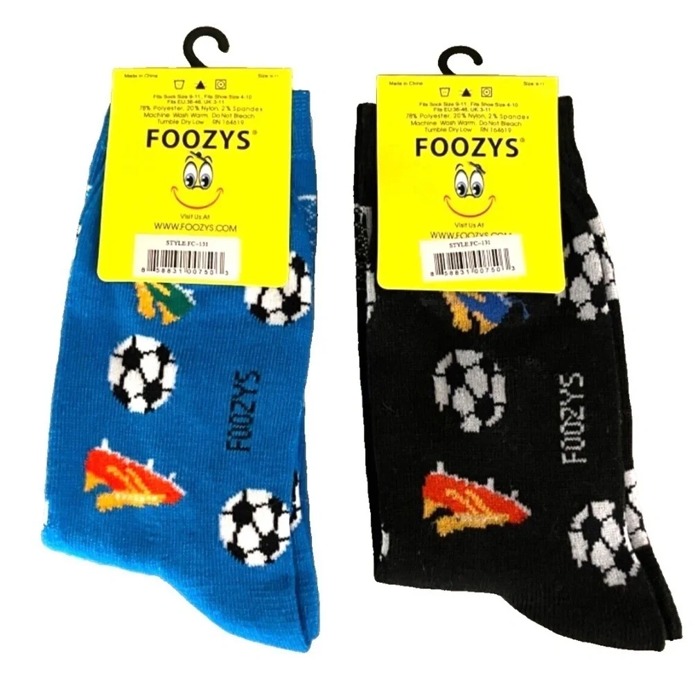 Foozys Women's Crew Socks: 2 Pair Set; Soccer; Women's‎ Size 9-11